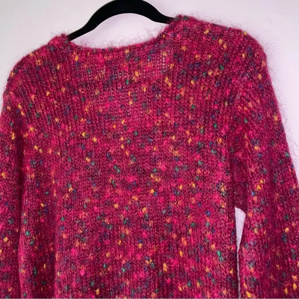 Savannah Size M Pink Mohair Cardigan Button Up Sweater Coastal Grandma